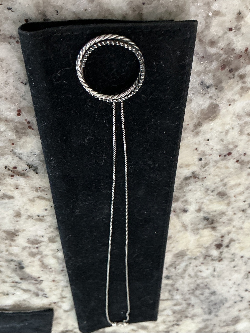 David Yurman Silver Double-Rope Circle Pendant Necklace
